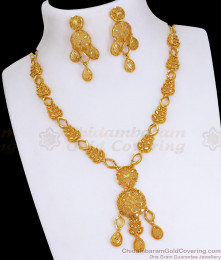 Beautiful Arabic Long Necklace With Screw Type Earring NCKN3340