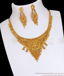 24K Pure Gold Tone Necklace Earring Calcutta Gold Jewelry NCKN3341
