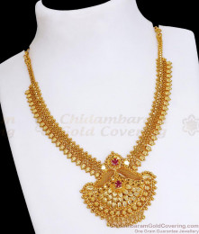 Chandaballi Pendant Ruby Stone Necklace Kerala Gold Jewelry NCKN3384 Chandaballi Pendant Ruby Stone Necklace Kerala Gold Jewelry NCKN3384