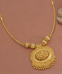 Plain Light Weight Gold Necklace With Big Oval Pendant NCKN3392 Plain Light Weight Gold Necklace With Big Oval Pendant NCKN3392