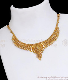 New Model Gold Plated Necklace Mullaipoo Kerala Bridal Designs NCKN3394 New Model Gold Plated Necklace Mullaipoo Kerala Bridal Designs NCKN3394
