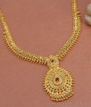 High Quality Heart Chain Kerala Wedding Gold Necklace With Ruby Stone NCKN3398 High Quality Heart Chain Kerala Wedding Gold Necklace With Ruby Stone NCKN3398
