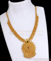 New Model Gold Tone Bridal Necklace Ruby Green Stone Mullaipoo Design NCKN3411 New Model Gold Tone Bridal Necklace Ruby Green Stone Mullaipoo Design NCKN3411