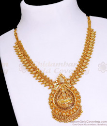 Buy Lakshmi Motiff Gold Plated Necklace Without Stones NCKN3427