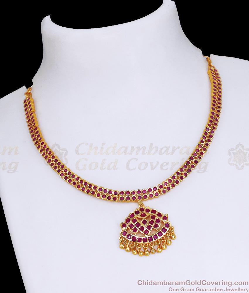 Real Gold Look Full Ruby Attigai Impon Necklace Collections NCKN3435 Real Gold Look Full Ruby Attigai Impon Necklace Collections NCKN3435