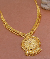 Single White Stone Kerala Bridal Gold Necklace Online NCKN3446