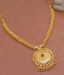 New Model Golden Beads Ruby Stone Necklace 1 Gram Gold Jewellery NCKN3447