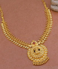 Traditional Leaf Design Gold Plated Necklace Lakshmi Design NCKN3448