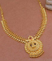 Traditional Leaf Design Gold Plated Necklace Lakshmi Design NCKN3448