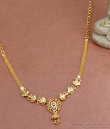 Trendy Gold Plated Necklace For Women Floral Design With White Stone NCKN3464