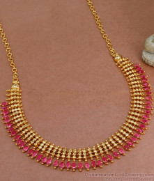 Real Gold Look Mullai Arumbu Ruby Stone Neckace Gold Imitation Jewellery NCKN3470 Real Gold Look Mullai Arumbu Ruby Stone Neckace Gold Imitation Jewellery NCKN3470