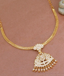 Grand White Stone Pendant Impon Attigai Wedding Necklace NCKN3490 Grand White Stone Pendant Impon Attigai Wedding Necklace NCKN3490