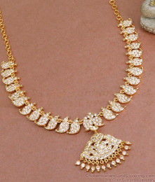 Premium Ful White Stone Mango Impon Attigai Bridal Gold Necklace NCKN3501 Premium Ful White Stone Mango Impon Attigai Bridal Gold Necklace NCKN3501
