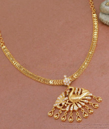 Peacock Design One Gram Gold Attigai Necklace With Stone NCKN3503 Peacock Design One Gram Gold Attigai Necklace With Stone NCKN3503