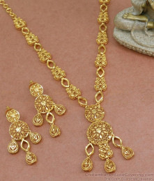 Beautiful Gold Necklace Earring Dubai Gold Jewelry For Marriage NCKN3521