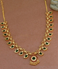 Beautiful Palakka Stone Gold Plated Mango Necklace Kerala Bridal Jewellery NCKN3540 Beautiful Palakka Stone Gold Plated Mango Necklace Kerala Bridal Jewellery NCKN3540