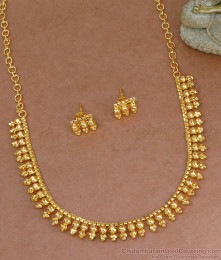 Simple Golden Beads Design Light Weight Necklace Set Online NCKN3555 Simple Golden Beads Design Light Weight Necklace Set Online NCKN3555