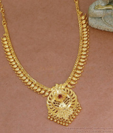 Attractive Mango Design Ruby Stone Gold Plated Necklace For Women NCKN3556