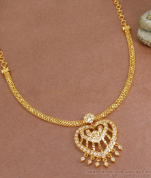 Ruby Stone Gold Plated Necklace American Diamond Necklace Zircon Stone Necklace Chidambaram Gold Covering Necklace