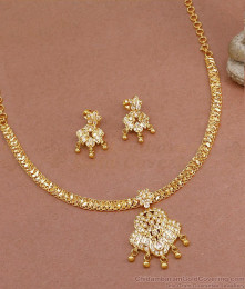 Latest White Stone Impon Gold Necklace Bridal Jewellery Set Online NCKN3582 Latest White Stone Impon Gold Necklace Bridal Jewellery Set Online NCKN3582