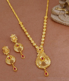 Bridal Ruby Stone Necklace Forming Gold Jewellery Set NCKN3629 Bridal Ruby Stone Necklace Forming Gold Jewellery Set NCKN3629