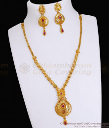 Bridal Ruby Stone Necklace Forming Gold Jewellery Set NCKN3629 Bridal Ruby Stone Necklace Forming Gold Jewellery Set NCKN3629