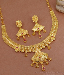Buy 24Kt Gold Ruby Stone Choker Necklace With Earrings NCKN3630 Buy 24Kt Gold Ruby Stone Choker Necklace With Earrings NCKN3630