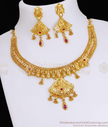 Buy 24Kt Gold Ruby Stone Choker Necklace With Earrings NCKN3630 Buy 24Kt Gold Ruby Stone Choker Necklace With Earrings NCKN3630
