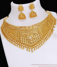 New Wedding Micro Gold Plated Choker Necklace With Jhumka NCKN3634 New Wedding Micro Gold Plated Choker Necklace With Jhumka NCKN3634