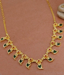 Attractive Green Palakka Stone Gold Plated Mango Necklace Designs NCKN3648