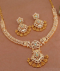 Latest Semi Precious Ad Stone Necklace Set 1 Gram Gold Jewelry NCKN3659