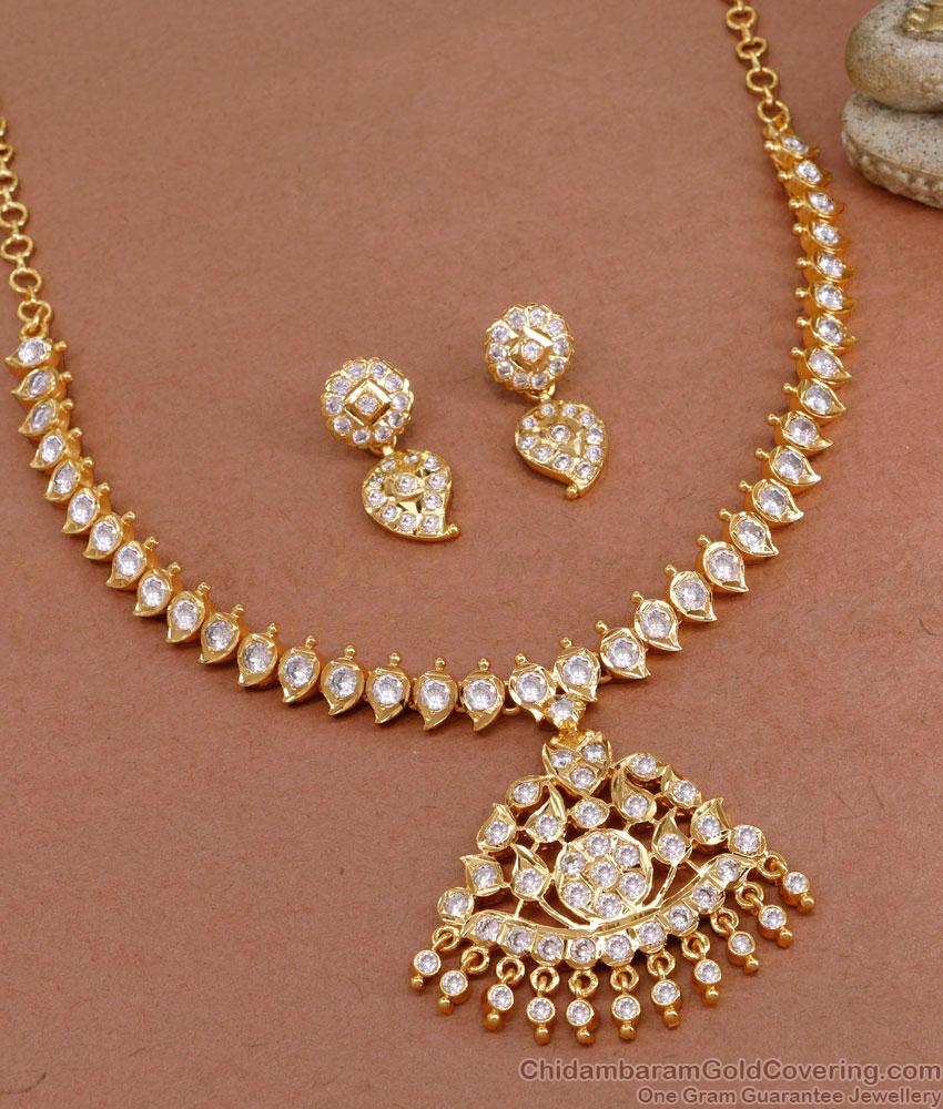 Full White Stone Gold Close Neck Attigai Set 5 Metal Jewelry NCKN3662 Full White Stone Gold Close Neck Attigai Set 5 Metal Jewelry NCKN3662