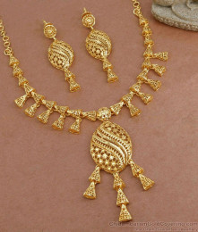 Pure Gold Tone Turkish Necklace Set Forming Bridal Jewelry NCKN3669