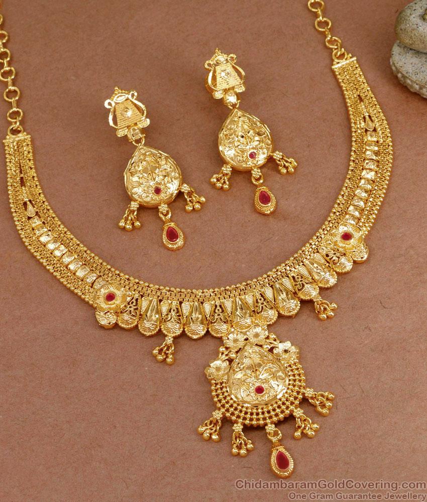 Latest Calcutta Gold Design Necklace 2 Gram Gold Jewelry NCKN3678 Latest Calcutta Gold Design Necklace 2 Gram Gold Jewelry NCKN3678