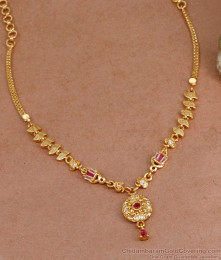 New Model Gold Imitation Necklace With Ruby White Crystals NCKN3679 New Model Gold Imitation Necklace With Ruby White Crystals NCKN3679