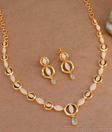 Latest One Gram Gold Plated Cz Stone Necklace Earring Combo Set NCKN3703