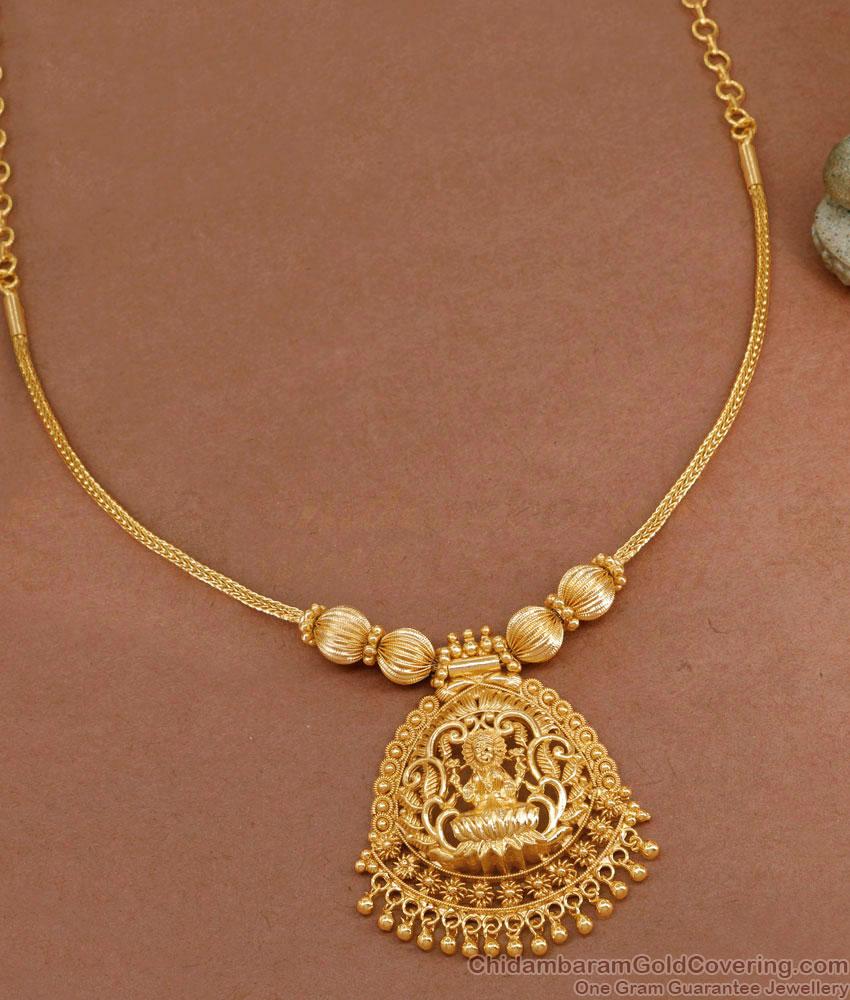 Light Weight Gold Lakshmi Necklace Rope Gundu Design NCKN3730 Light Weight Gold Lakshmi Necklace Rope Gundu Design NCKN3730