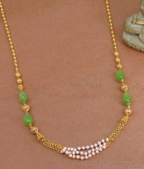 Multi Layered Pearl Chain Gold Necklace With Green Opal Stone NCKN3742 Multi Layered Pearl Chain Gold Necklace With Green Opal Stone NCKN3742