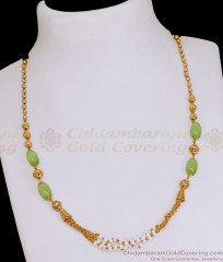 Multi Layered Pearl Chain Gold Necklace With Green Opal Stone NCKN3742 Multi Layered Pearl Chain Gold Necklace With Green Opal Stone NCKN3742