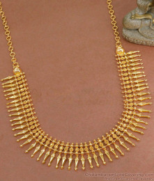Pure Gold Tone Big Mullaipoo Necklace Light Weight Collection NCKN3743