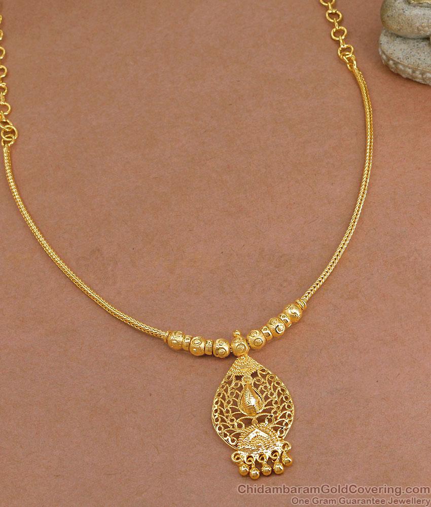 Simple Peacock Pendant Gold Plated Necklace For Women NCKN3744 Simple Peacock Pendant Gold Plated Necklace For Women NCKN3744