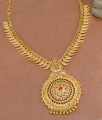 Unique Leaf Design 1 Gram Gold Necklace With Ruby Stone NCKN3749 Unique Leaf Design 1 Gram Gold Necklace With Ruby Stone NCKN3749
