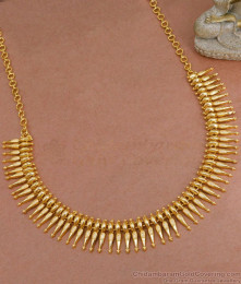 Plain 1 Gram Gold Mullaipoo Necklace Kerala Bridal Jewelry NCKN3757