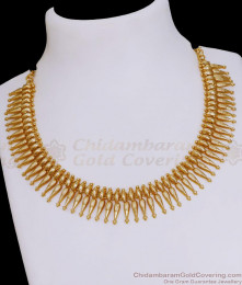 Plain 1 Gram Gold Mullaipoo Necklace Kerala Bridal Jewelry NCKN3757 Plain 1 Gram Gold Mullaipoo Necklace Kerala Bridal Jewelry NCKN3757