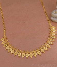 Bridal Gold Plated Necklace Plain Leaf Design Wedding Jewelry NCKN3761