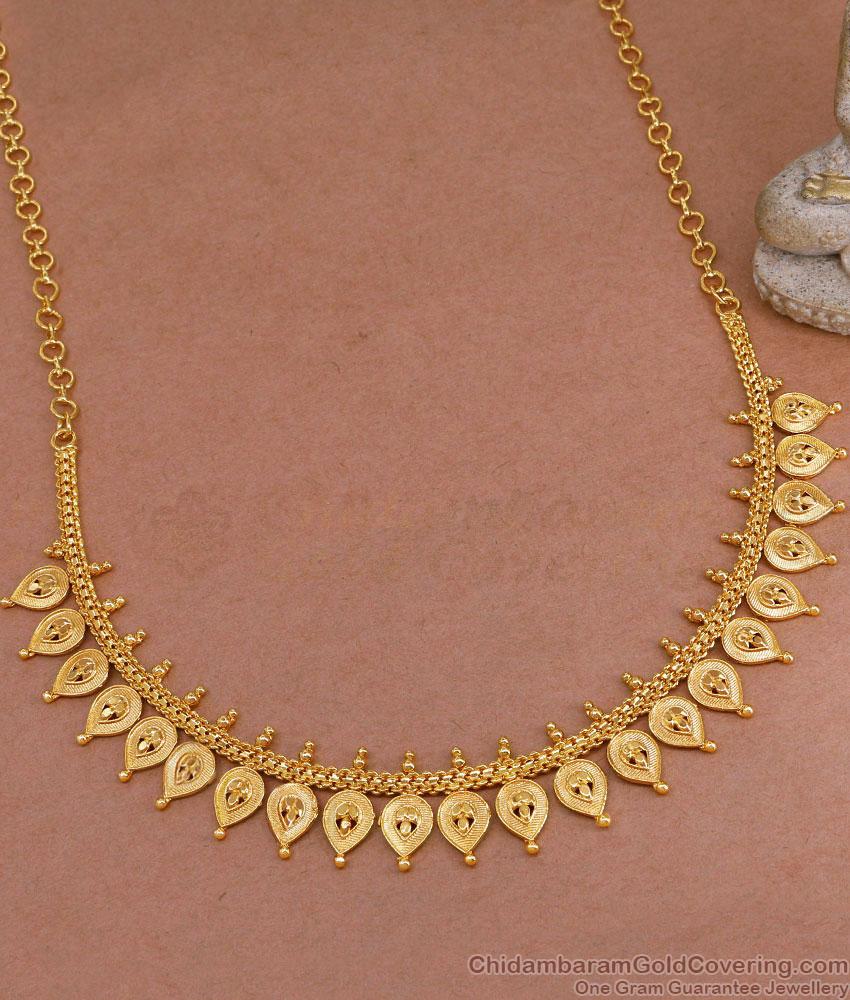 Bridal Gold Plated Necklace Plain Leaf Design Wedding Jewelry NCKN3761 Bridal Gold Plated Necklace Plain Leaf Design Wedding Jewelry NCKN3761