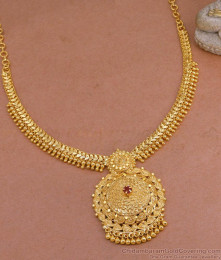 High Quality Gold Plated Ruby Stone Necklace Heart Chain Design NCKN3762