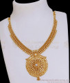Single White Stone Gold Plated Necklace Mango Design For Marriage NCKN3765 Single White Stone Gold Plated Necklace Mango Design For Marriage NCKN3765