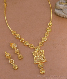 Light Weight One Gram Gold Necklace Set Arabic Design Online NCKN3771