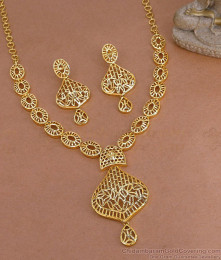 Elegant Micro Gold Plated Necklace Earring Plain Jewellery Set NCKN3774